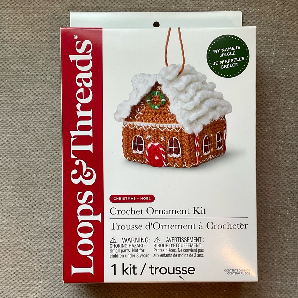 Loops &Threads Crochet Ornament Kit - White and Brown Gingerbread House